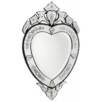 32" Paride Mirror Heart Metal Embellished Framing Etched Glass Venetian   263792628873